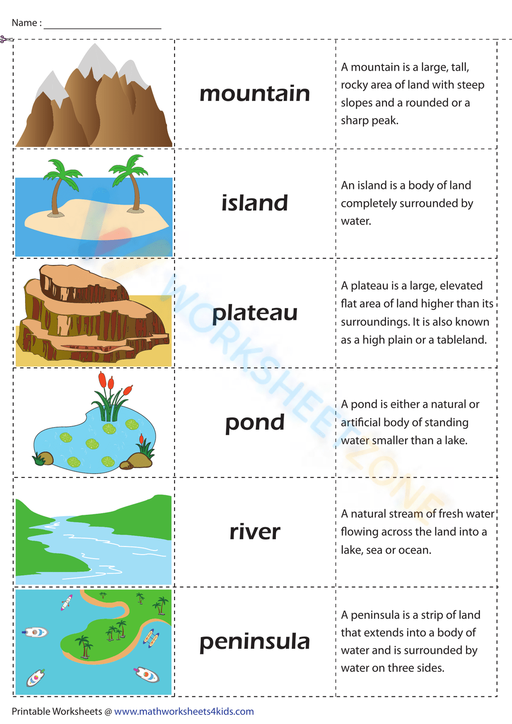 LANDFORMS AND WATER BODIES / LEVEL 2 (GRADES 3-4)