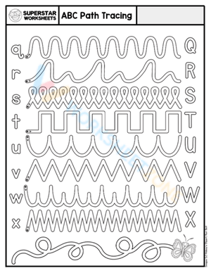 Printable ABC Path Tracing Worksheet for Kindergarten