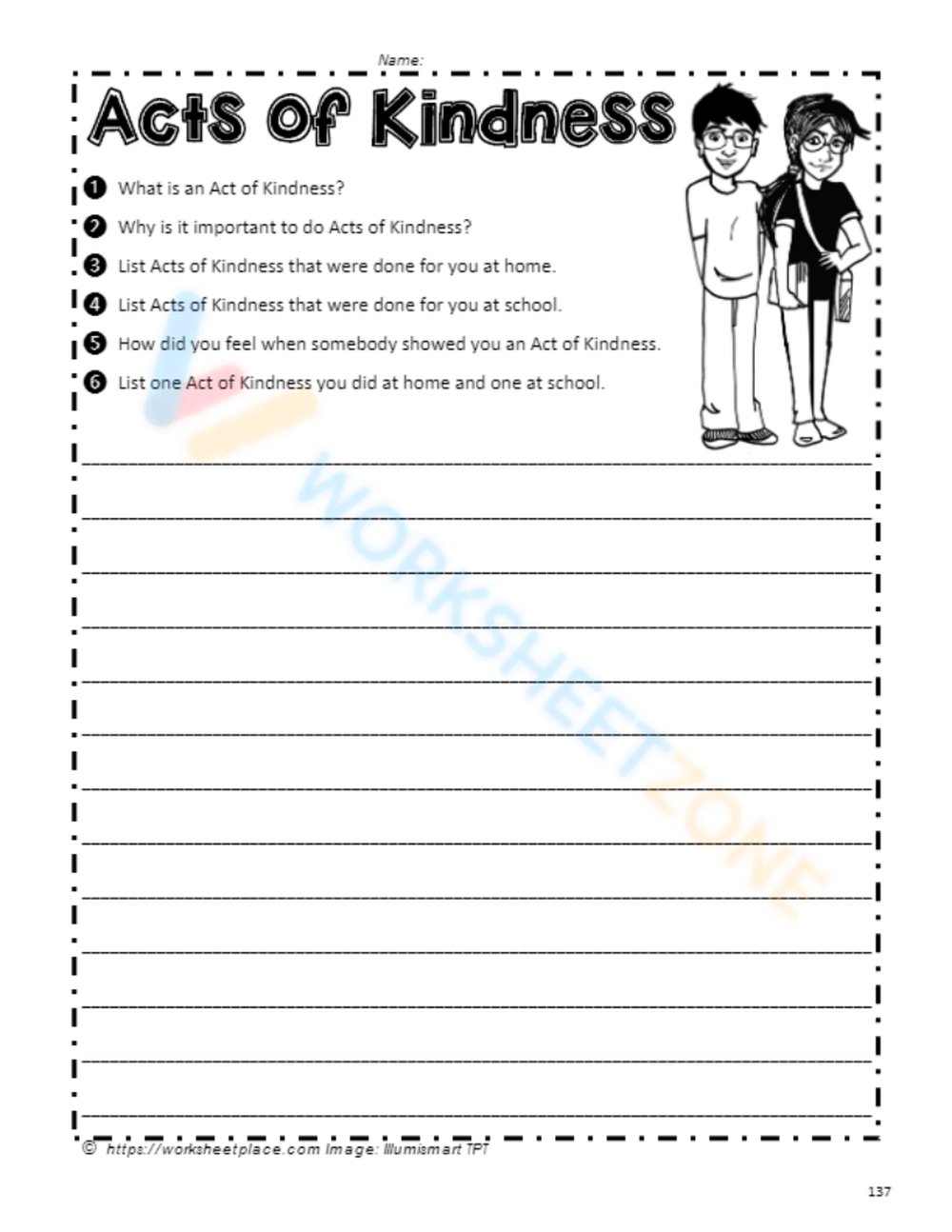 Act Of Kindness Worksheet