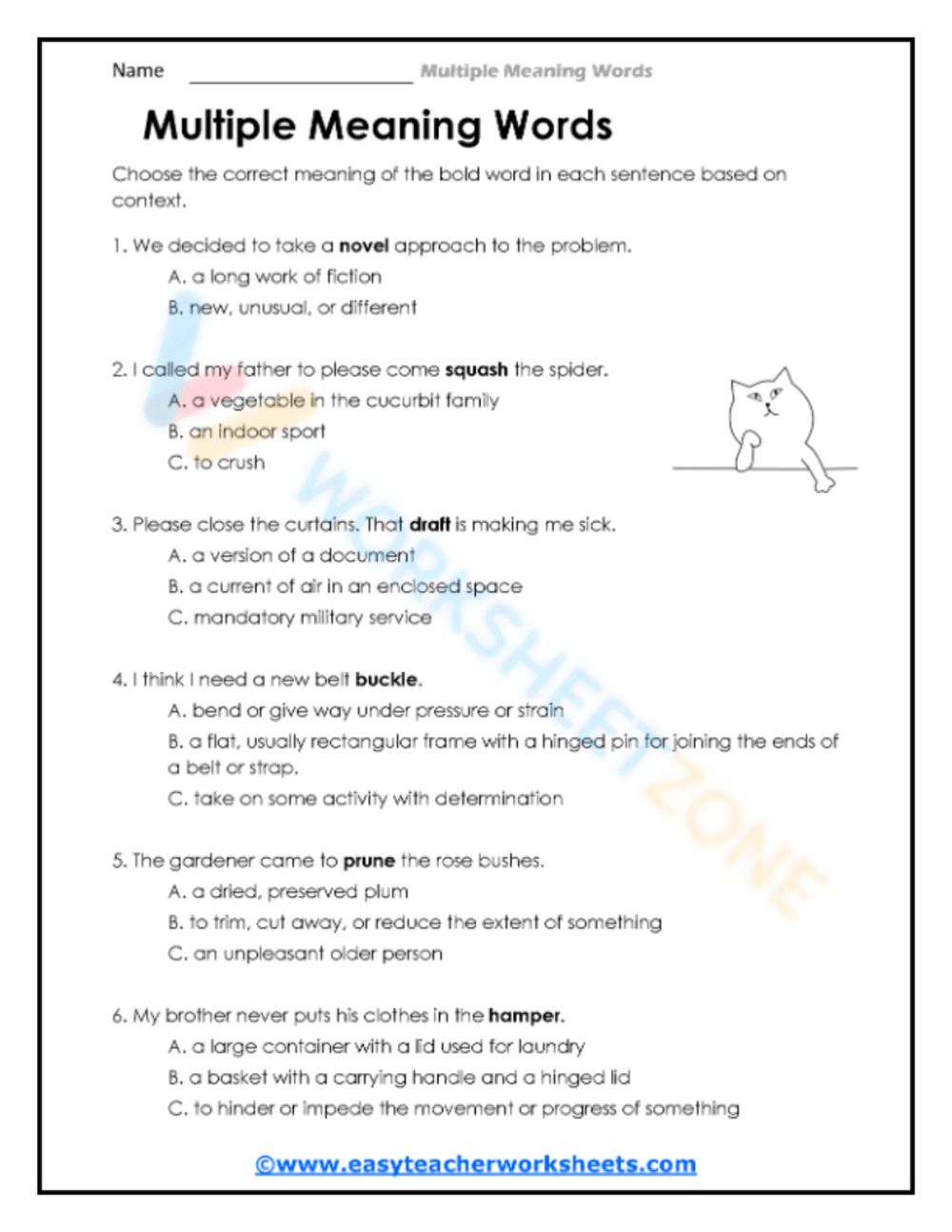 Practice Double Meanings Worksheet - Learning Worksheet With Check