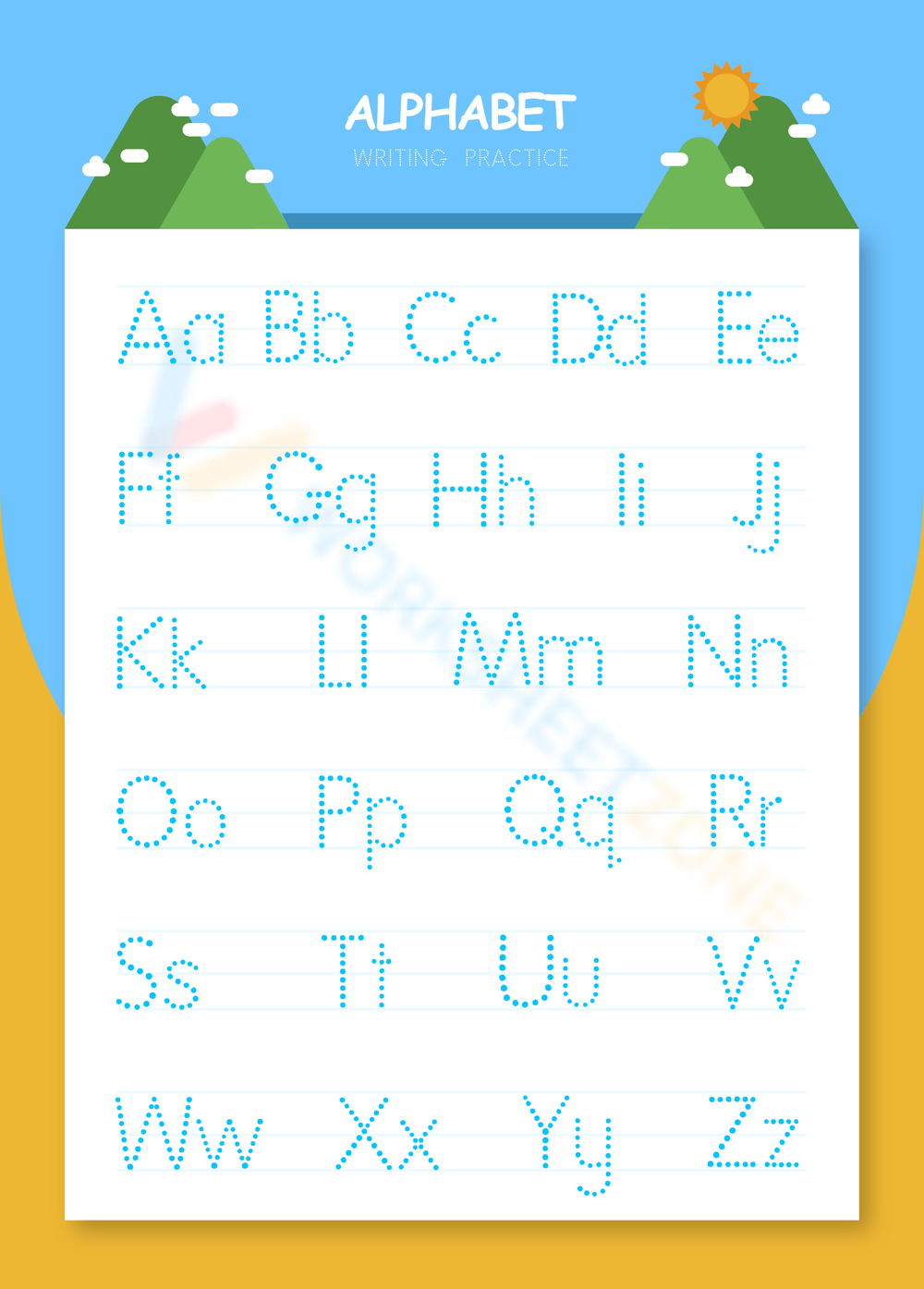 Alphabet tracing sheet.