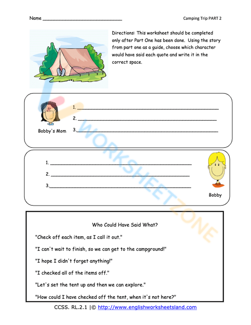 Bobby s Camping Trip Part 2 Worksheet bobby-s-camping-trip-part-2-worksheet