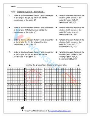 Free Interactive and Printable Dilations Worksheet Collection for Kids