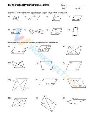 Free Interactive and Printable Parallelogram Worksheet