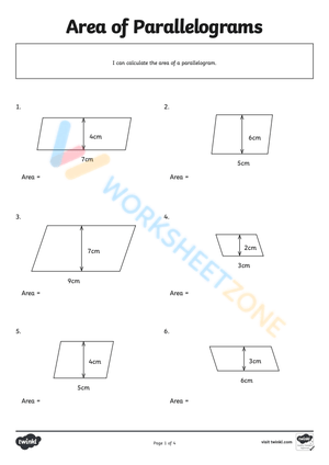Free Interactive and Printable Parallelogram Worksheet