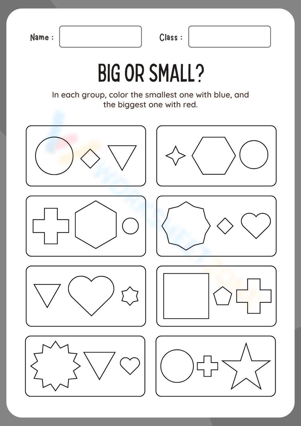 Big or Small Worksheet For Kids, Big or Small Worksheet For…