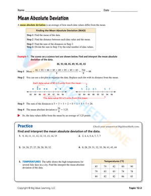 Mean absolute deviation worksheets