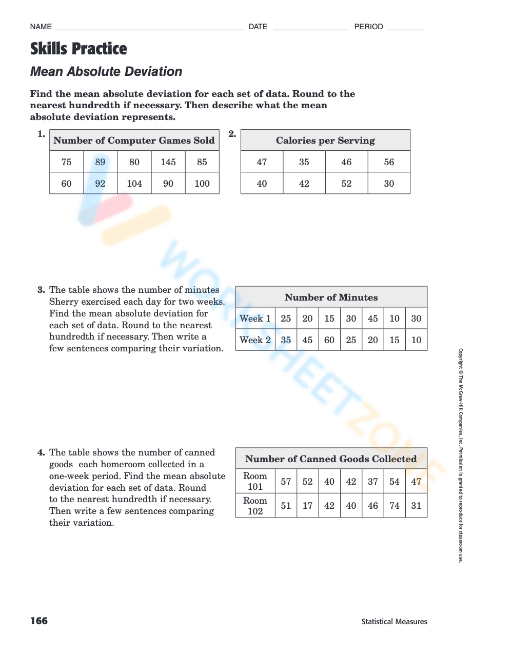 Mean Absolute Deviation worksheets