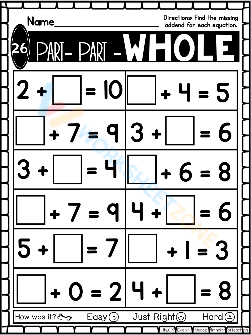 Write Equations Using Part-Part-Whole Model - Math Worksheets - SplashLearn