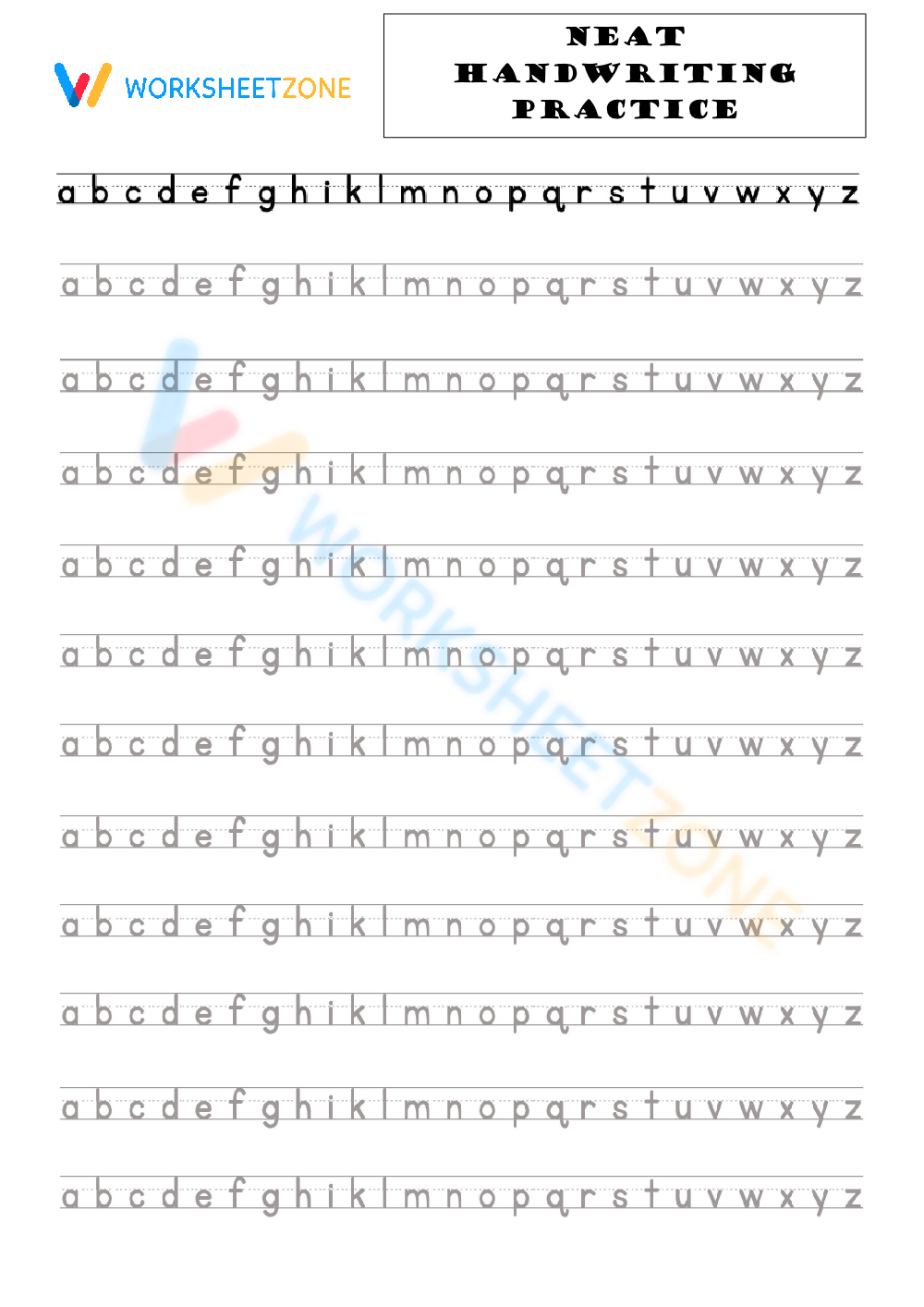 Printable Neat Handwriting Worksheets 10 Pages Middle Handwriting 