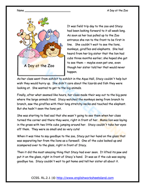 short stories for kids worksheets