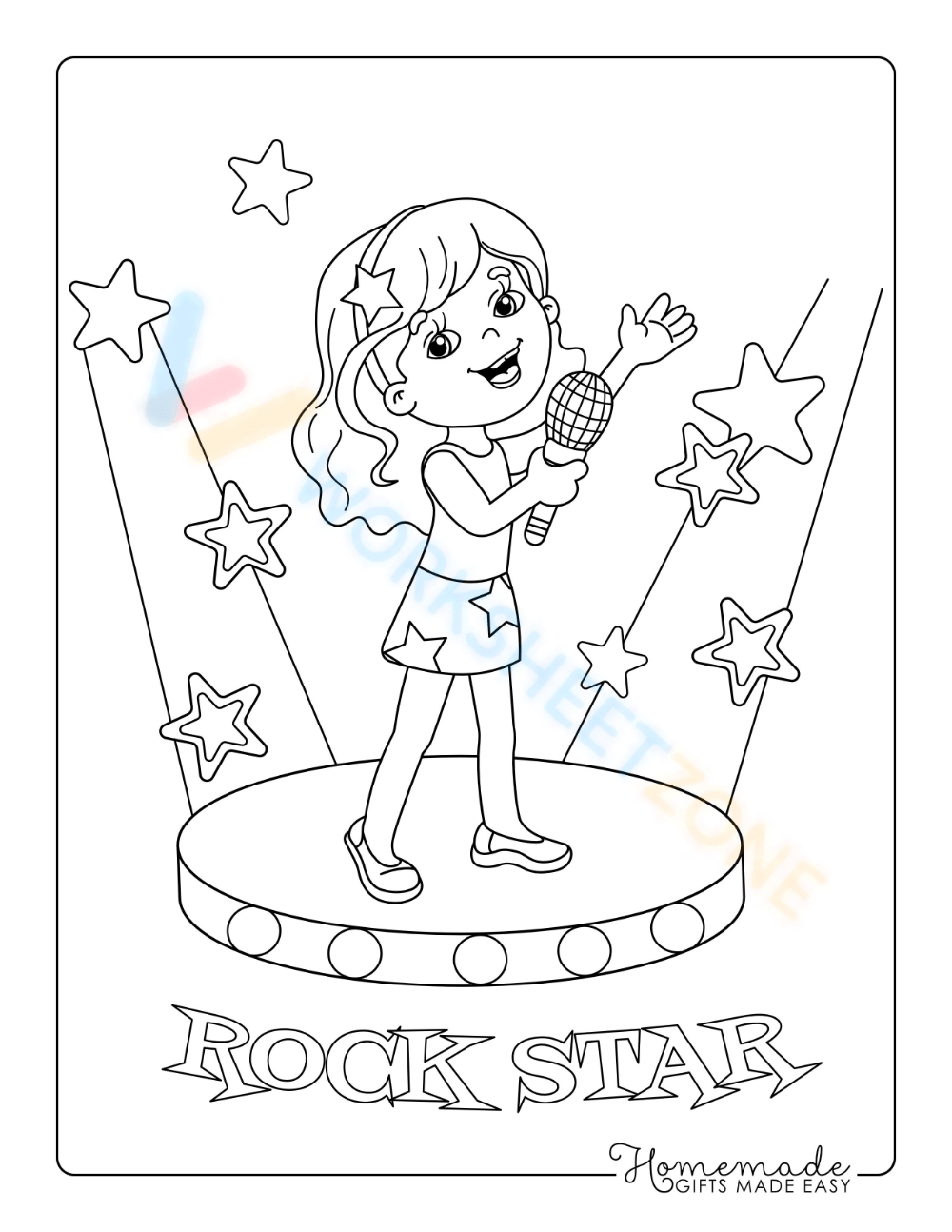 girl rock star coloring page