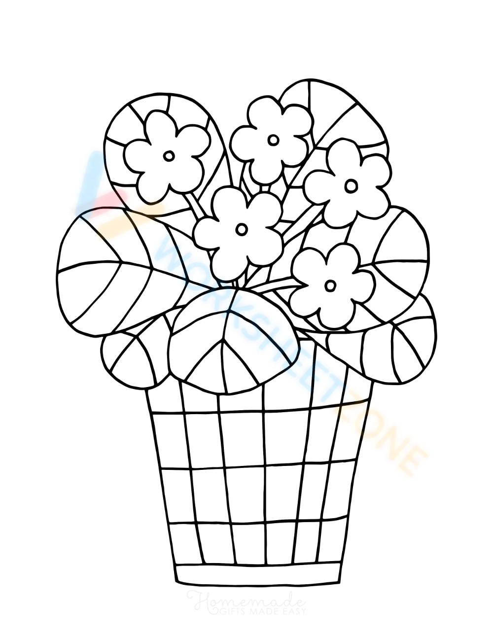 Tulips Flower Basket Coloring Page | Coloring pages, Basket drawing, Flower  drawing