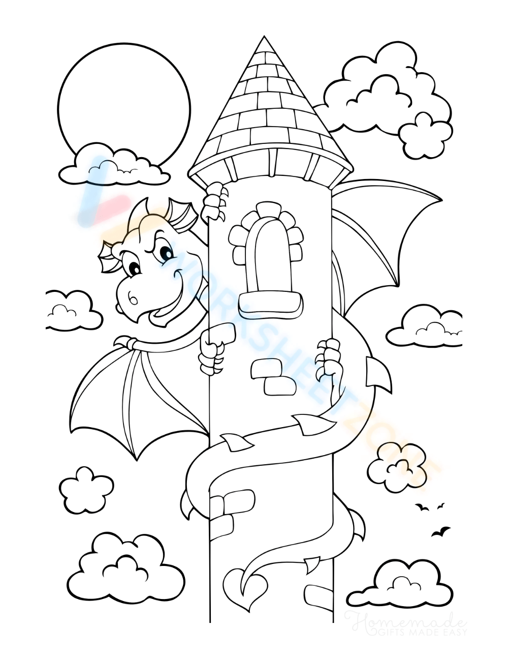 sleeping beauty dragon coloring page