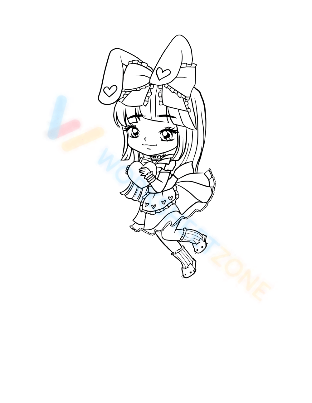 chibi wolf girl coloring pages