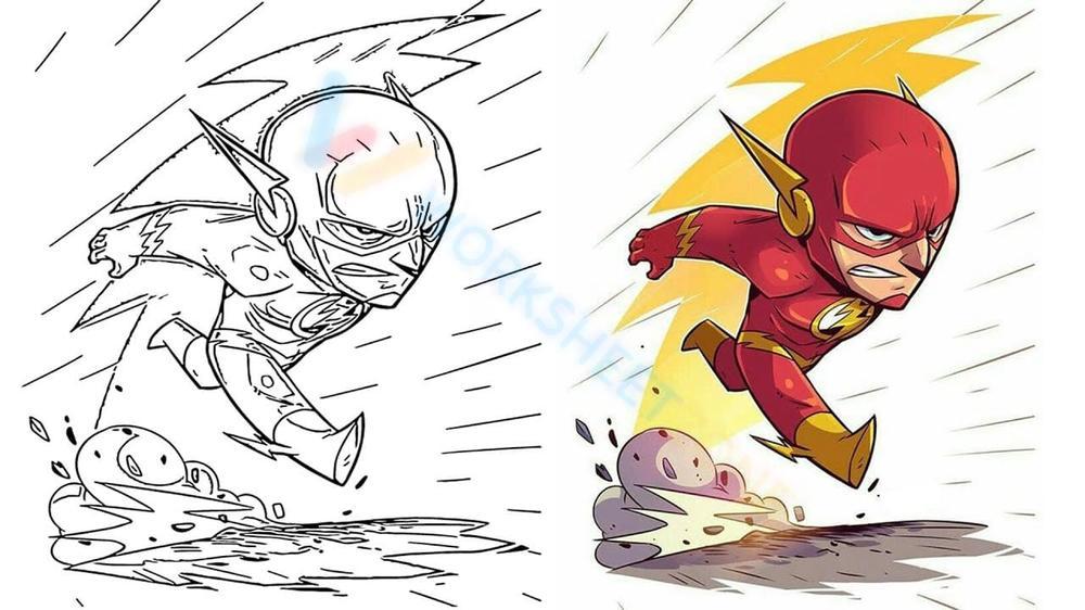 the flash superhero coloring pages