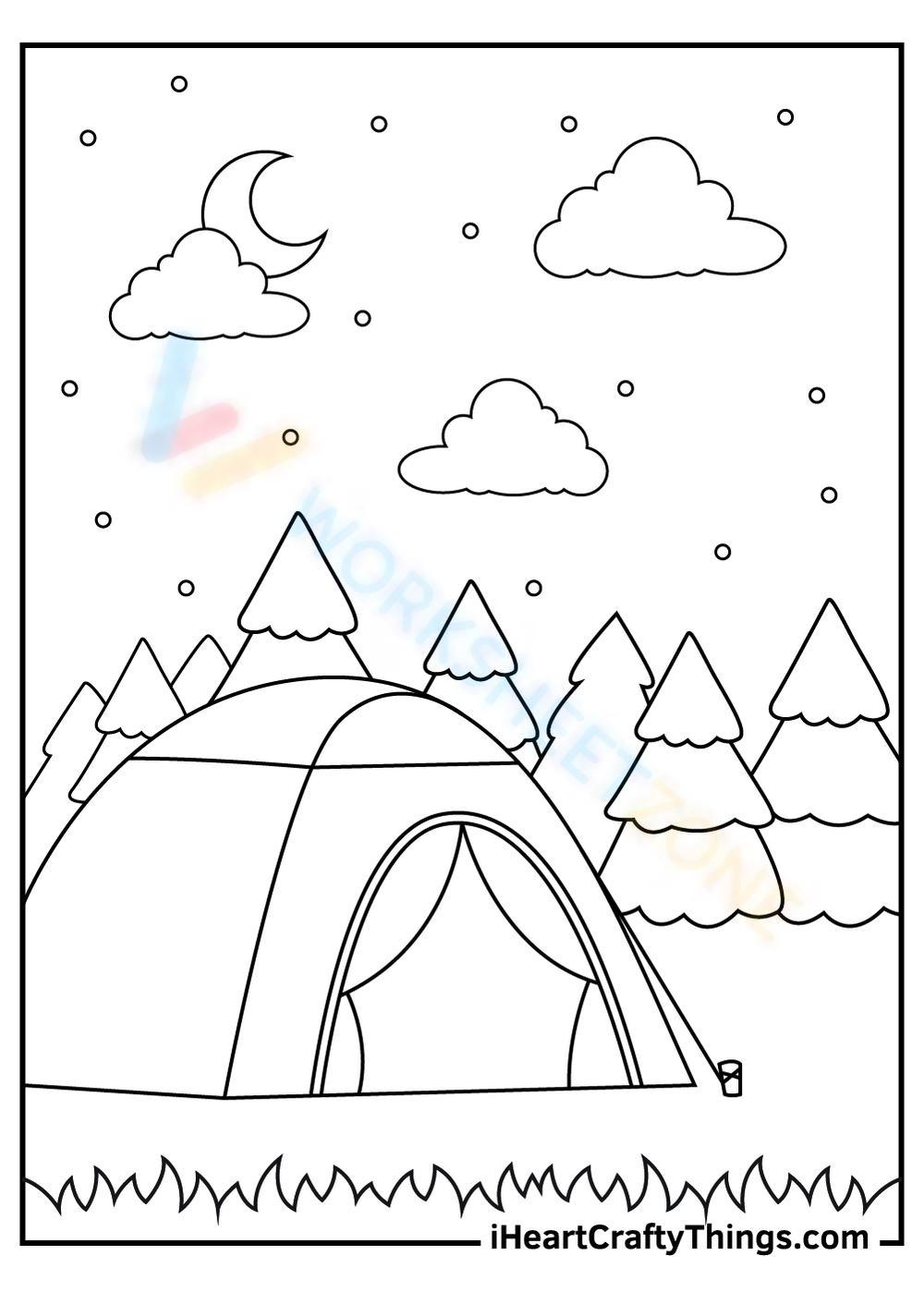 kids camping coloring page