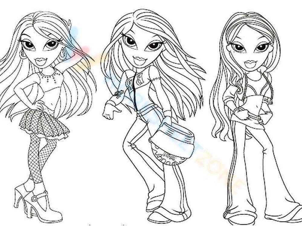 Cute bratz coloring pages 