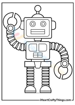 cute robot coloring page