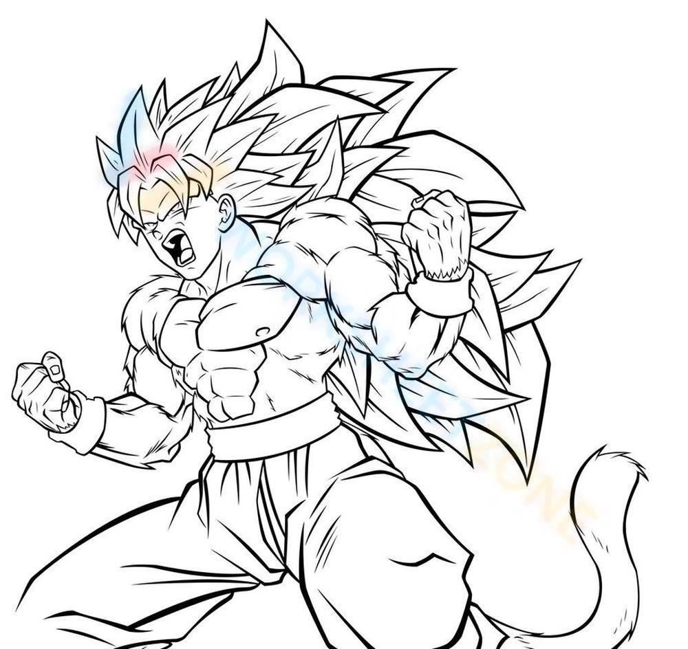 Pose de luta de Son Goku para colorir