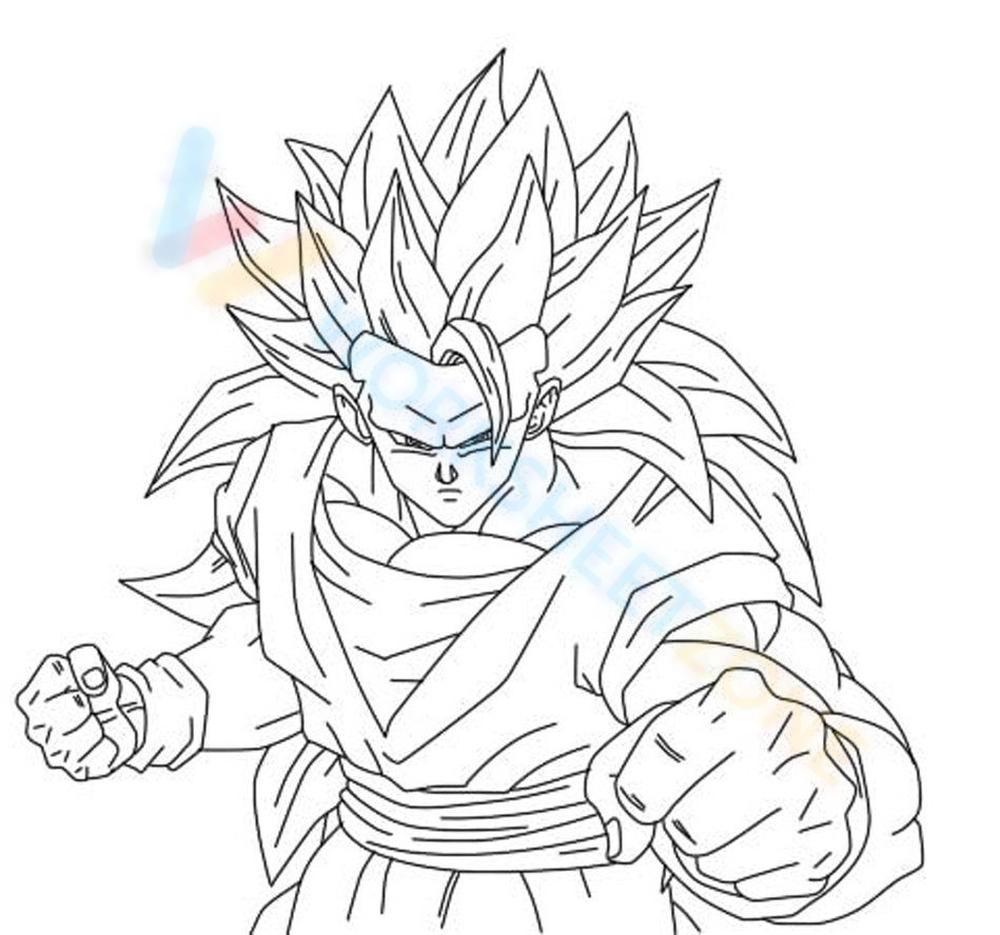 Pose de luta de Son Goku para colorir