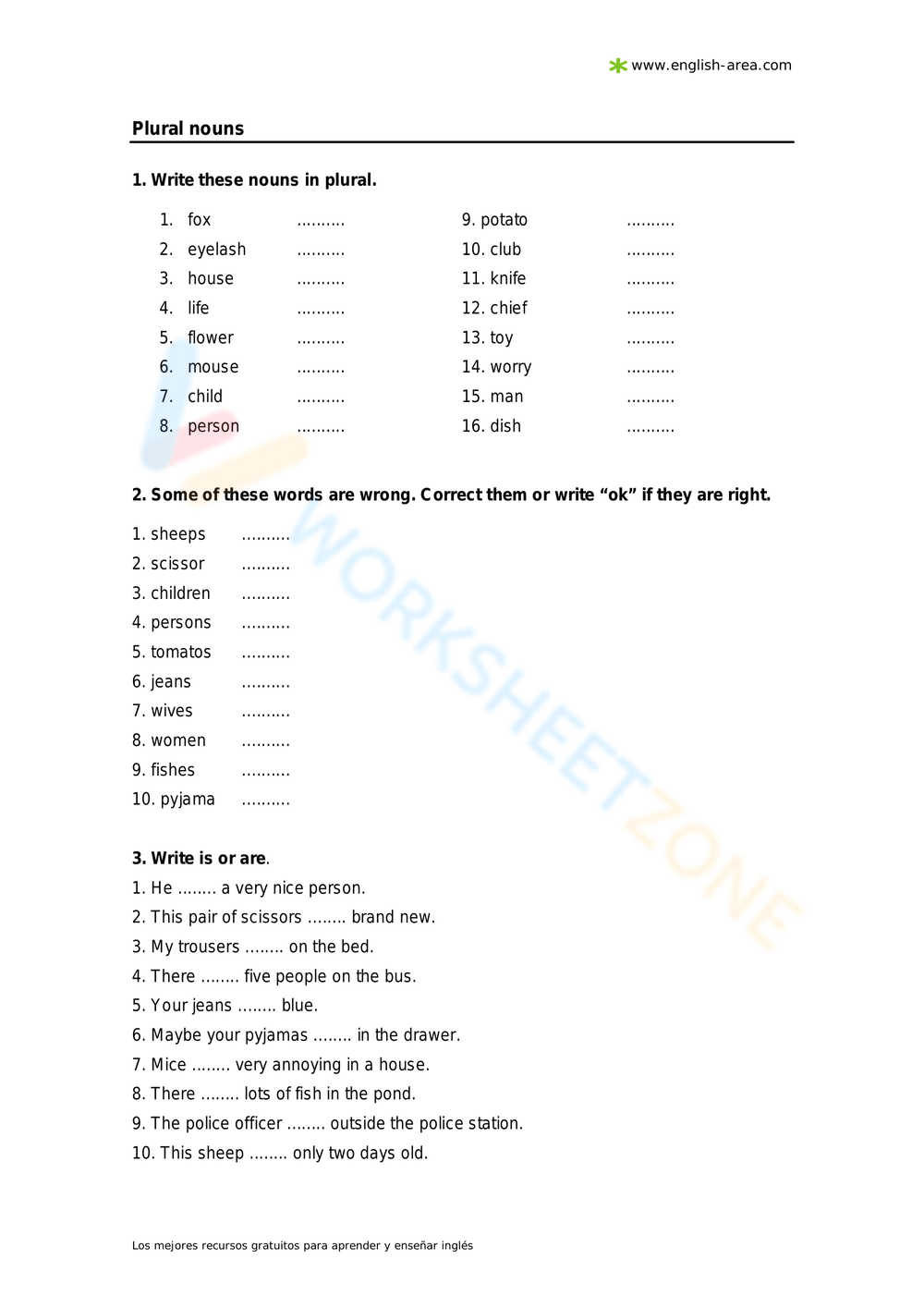 Plural Nouns Practice Worksheet