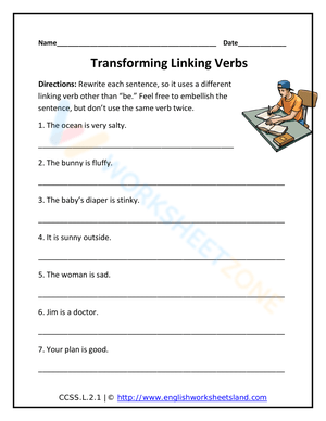 Free Printable &amp; Interactive Linking Verbs Worksheets