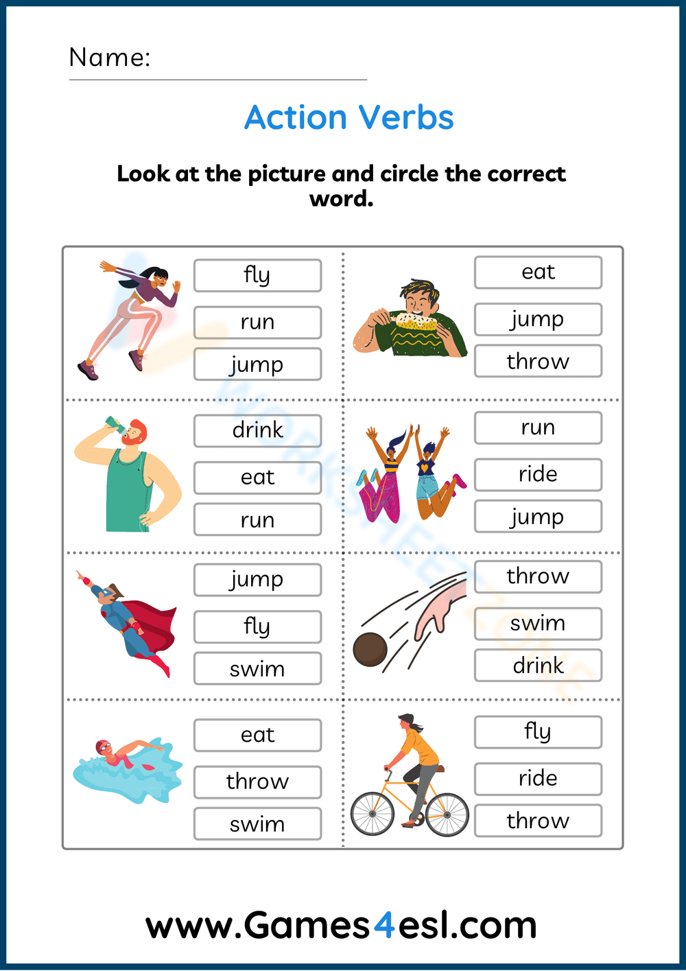 Worksheet On Action Verbs For Grade 1