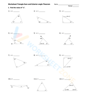 Exterior Angle Theorem worksheets