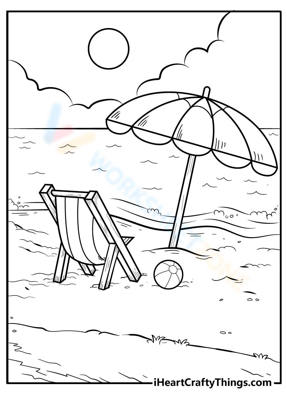 beach scene coloring pages