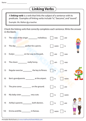 Linking verb exercise