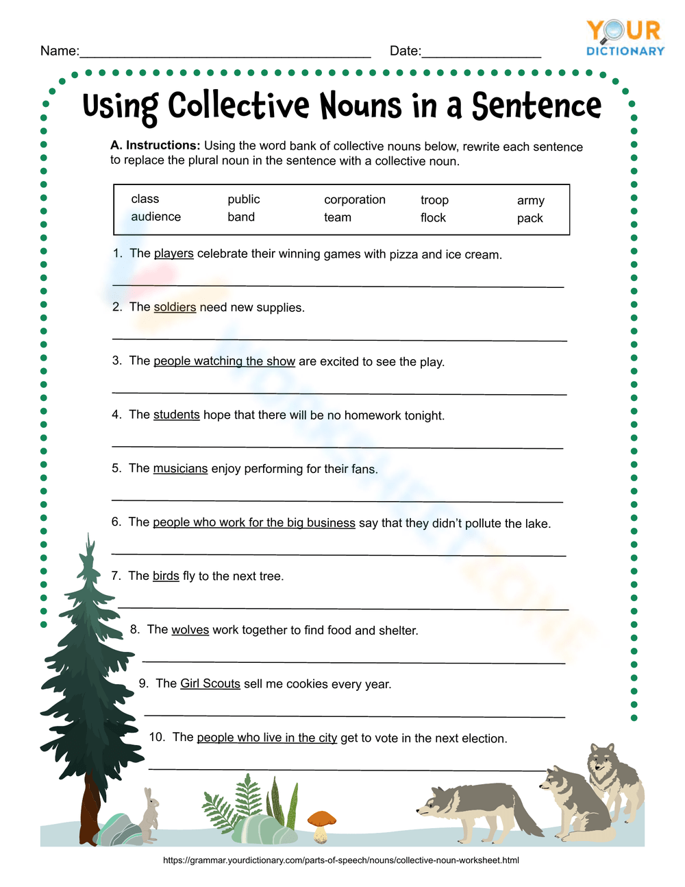 Collective Nouns ESL Games Worksheets