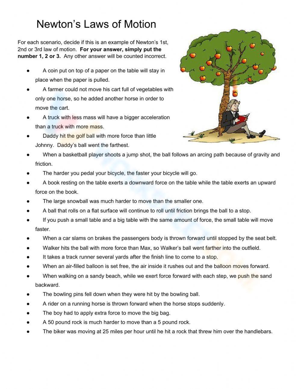 Newtons Laws Of Motion Worksheet 5983