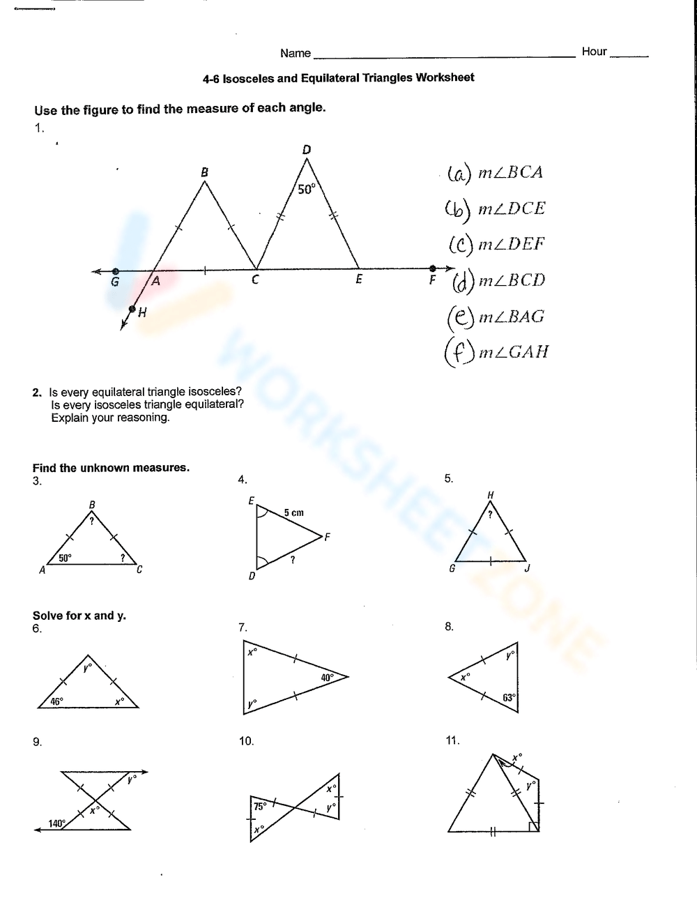 4 6 Isosceles And Equilateral Triangles Worksheet Worksheet 6552