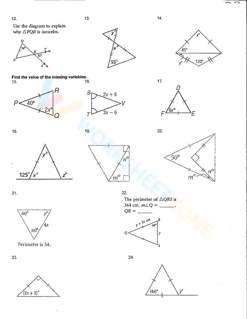 Isosceles And Equilateral Triangles Worksheet Zone 6965