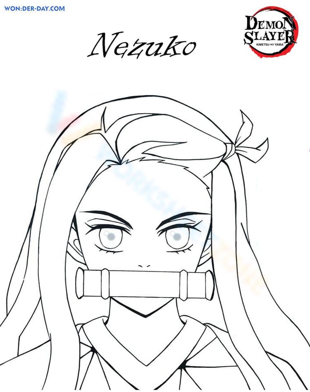 Anime Coloring Page Of Tanjiro And Nezuko (Demon Slayer)