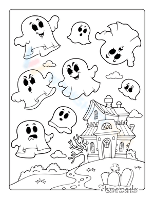 Haunted house with ghosts