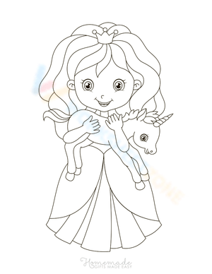 Princess Holding Baby Unicorn