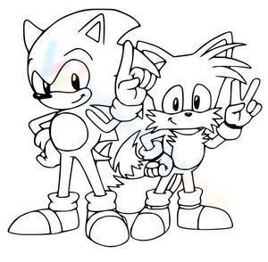 Sonic and Tails holding "hi" gestures