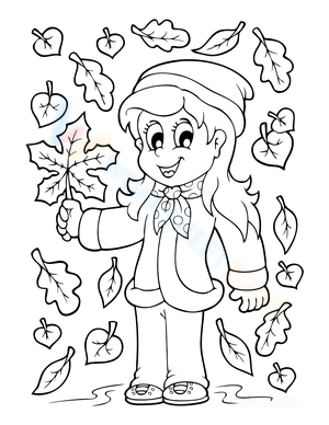 raking leaves coloring page