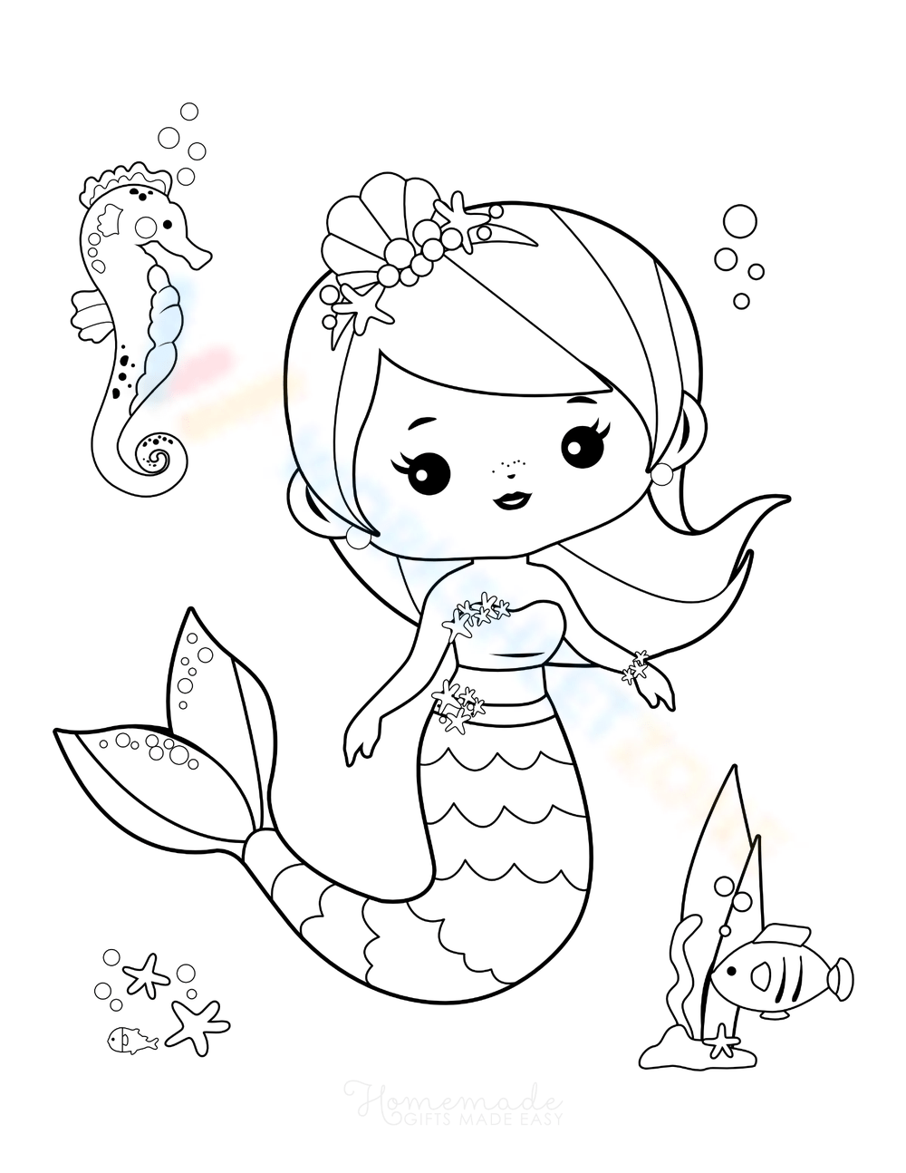 Cute Mermaid Worksheet