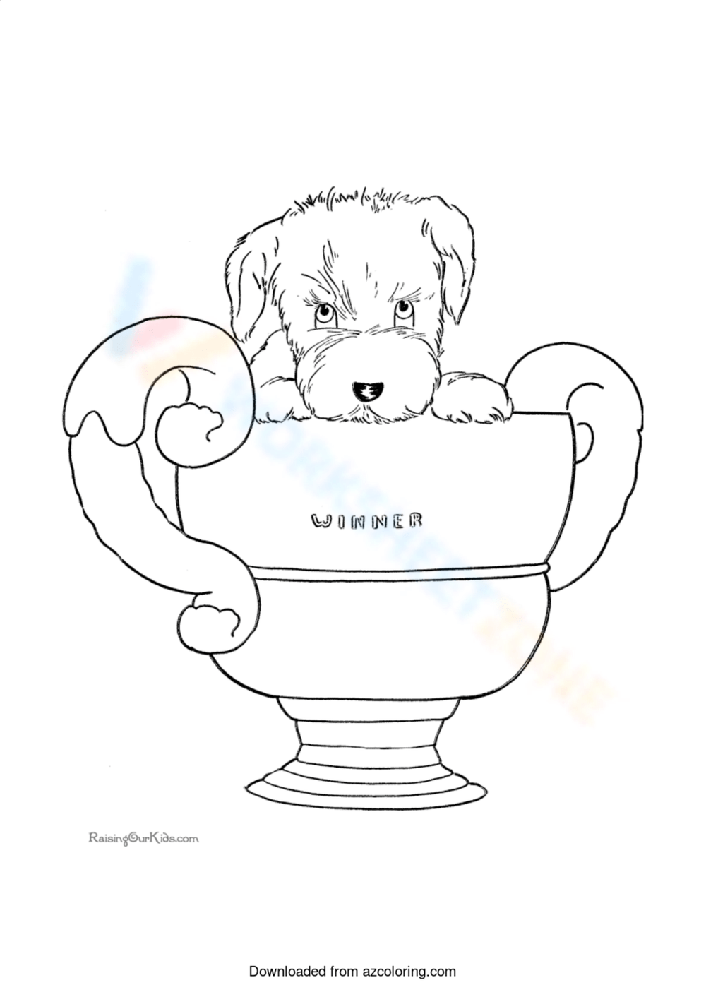 The dog winner with cup