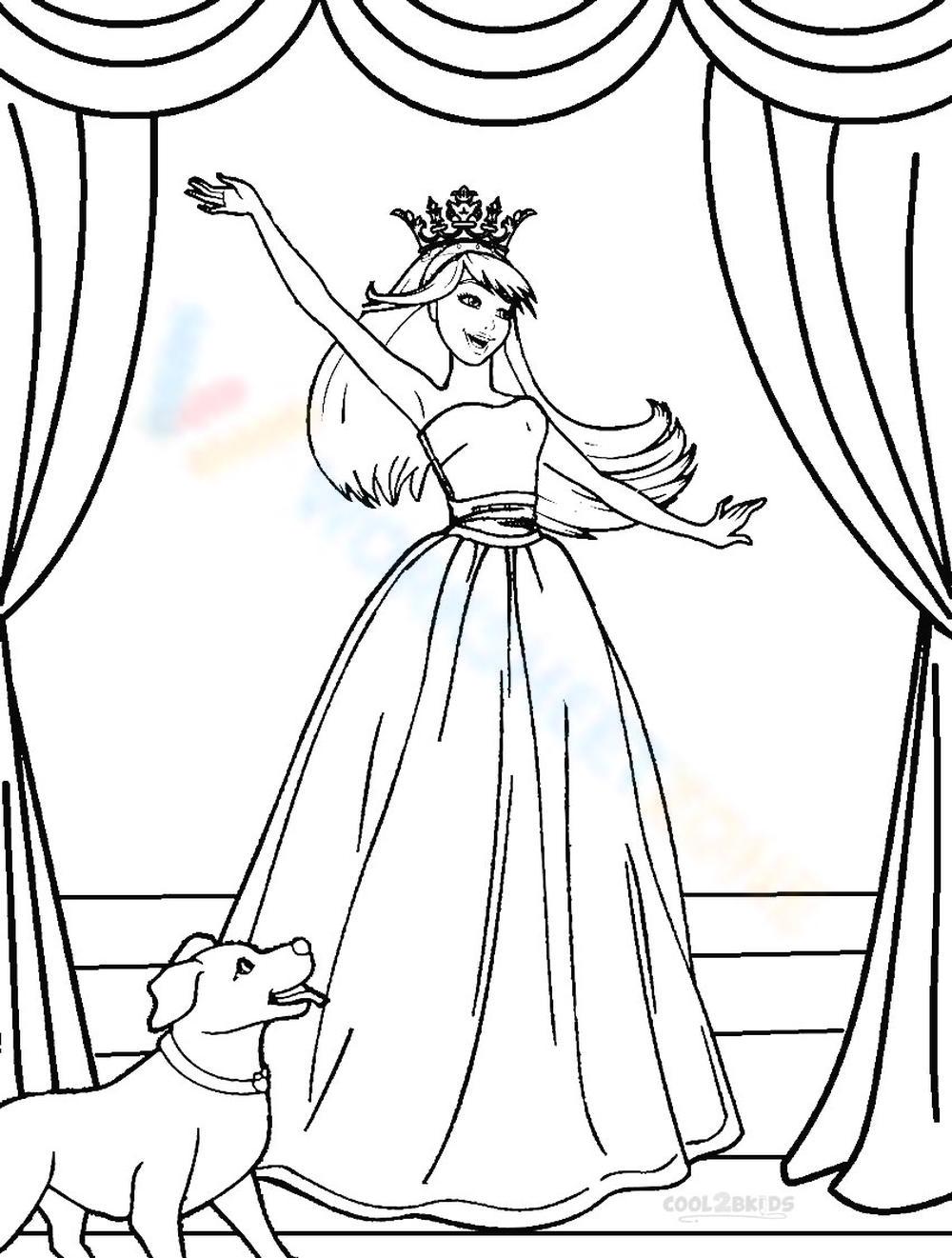 barbie 12 dancing princesses coloring pages