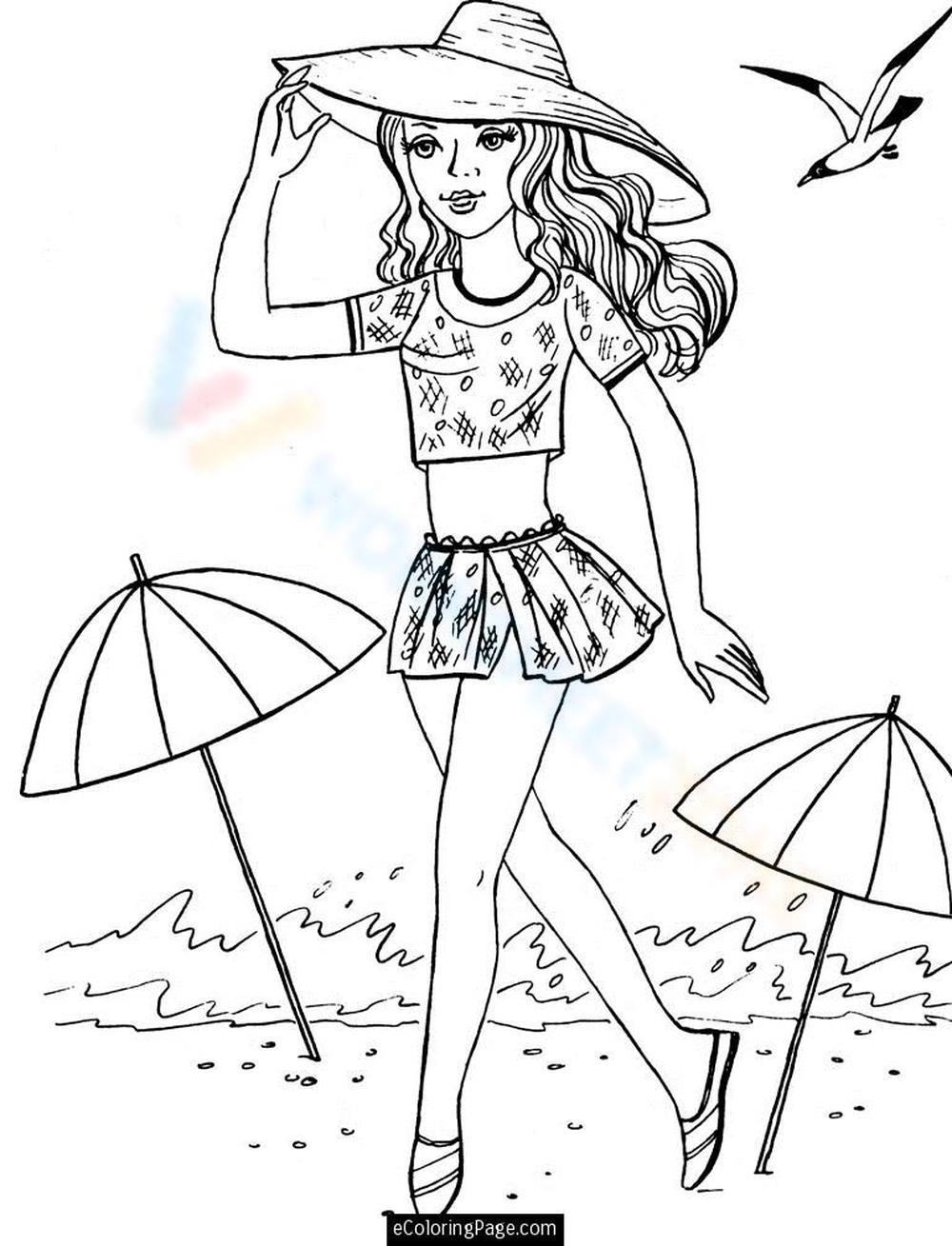 beach barbie coloring pages