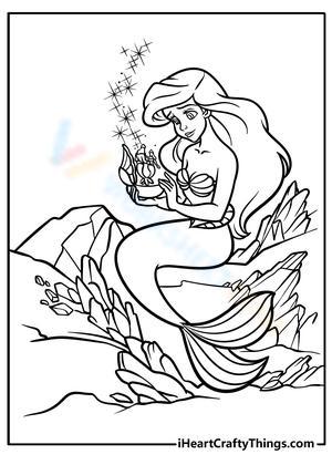 ariel on rock coloring page