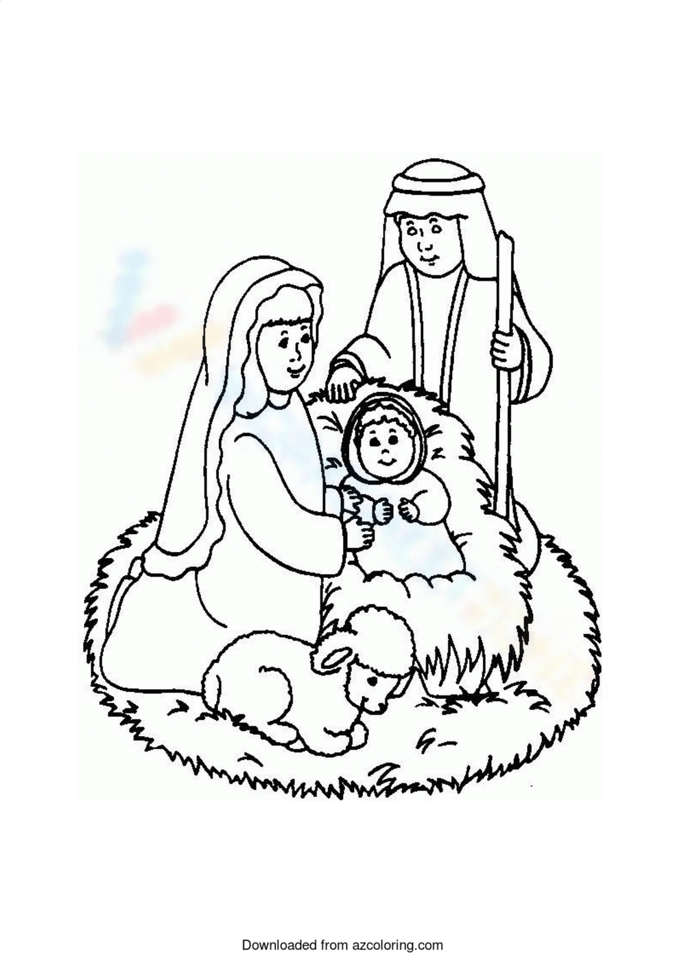 Scenery of Nativity in Jesus Christ Coloring Page | Color Luna | Pesebres  para colorear, Nacimiento para colorear, Dibujos navideños a color
