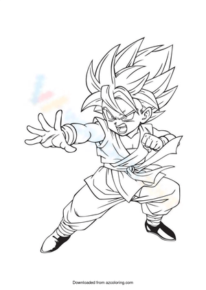 Songoku Super Saiyajin - 3 - Dragon Ball Kids Coloring Pages