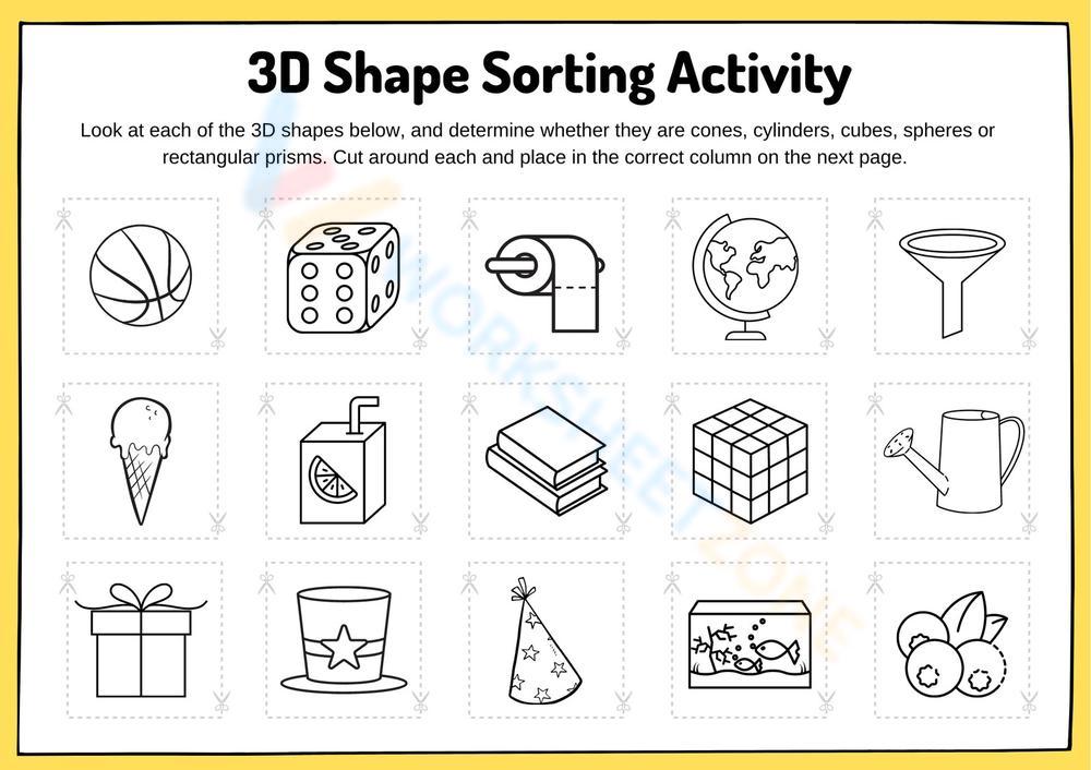 3d Shape Sort Worksheet Worksheet