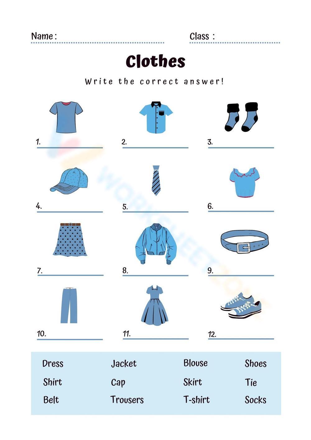 CLOTHES (Worksheet)