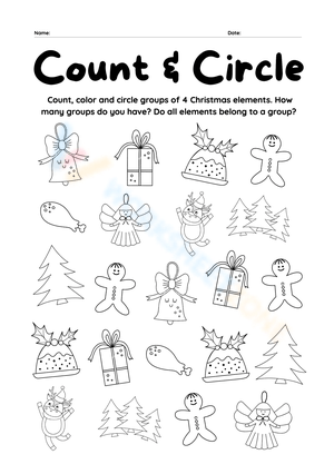 Count & Circle Christmas Worksheet 